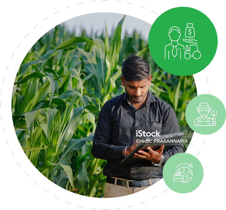 Farmer using technology